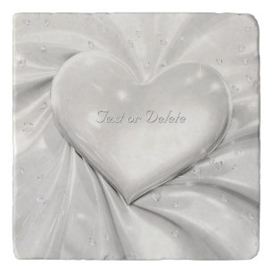 Elegant White Cream Heart Trivet