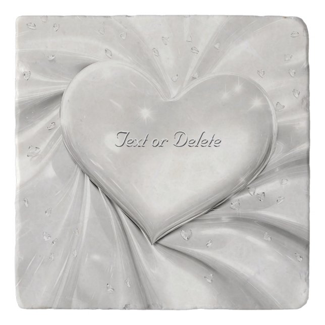 Elegant White Cream Heart Trivet (Front)