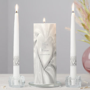 Elegant White Cream Heart Unity Candle Set
