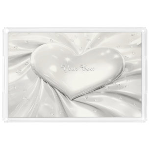 Elegant White Cream Heart Vanity Tray