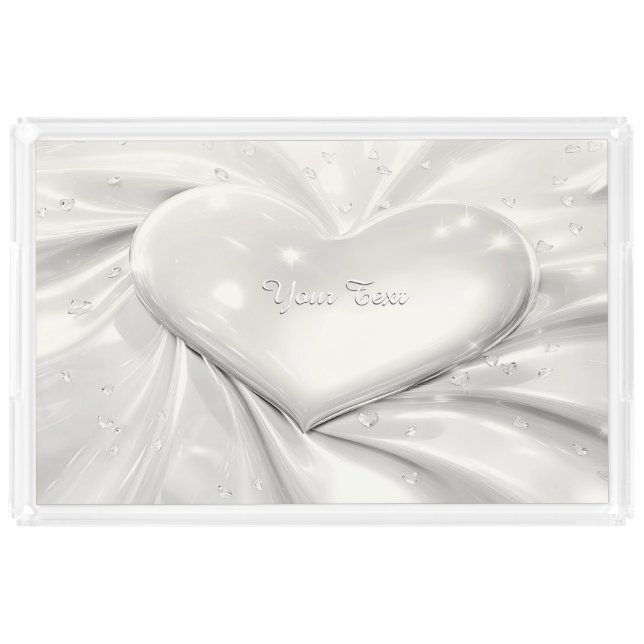 Elegant White Cream Heart Vanity Tray (Front)