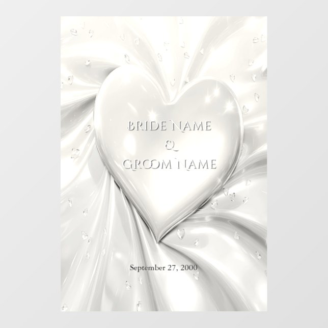 Elegant White Cream Heart Wedding Floor Decal (Front)