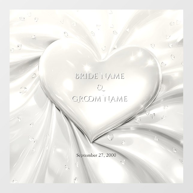 Elegant White Cream Heart Wedding Floor Decal (Front)