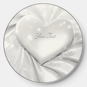 Elegant White Cream Heart Wireless Charger
