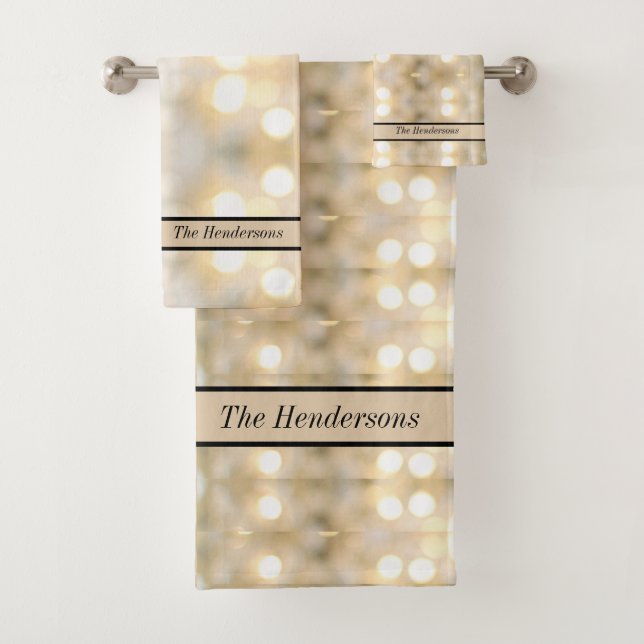 Elegant  White Cream off white Lights Chic Modern Bath Towel Set (Insitu)