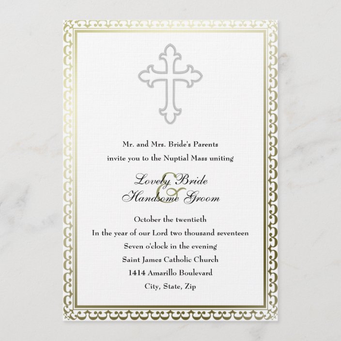 Elegant White Cross Catholic Wedding Invitation | Zazzle.com