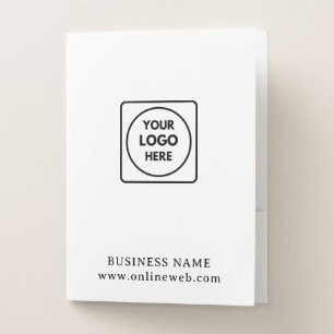 Elegant White Custom Business Logo Design Binder Pocket Folder