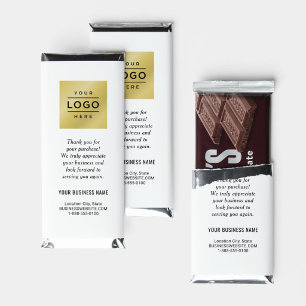 Elegant White Custom Business Logo Promo Hershey Bar Favors