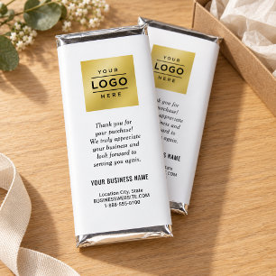 Elegant White Custom Business Logo Promo Hershey Bar Favors