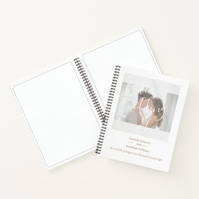 Elegant White Custom Photo Wedding Guest Book (Inside)