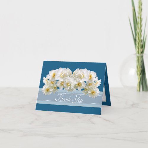 Elegant White Daffodil Bouquet Floral Thank You Card