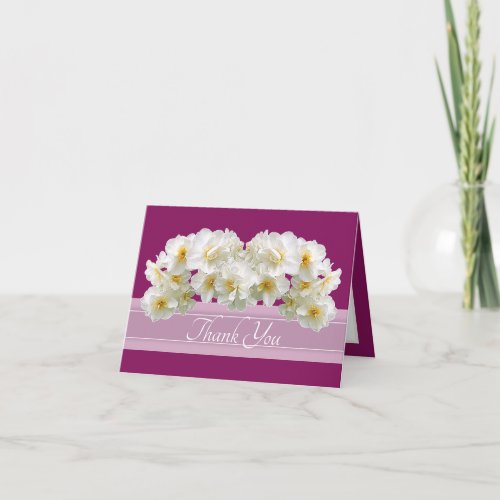 Elegant White Daffodil Bouquet Floral Thank You Card
