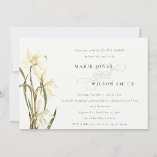 Elegant White Daffodil Couples Shower Invite