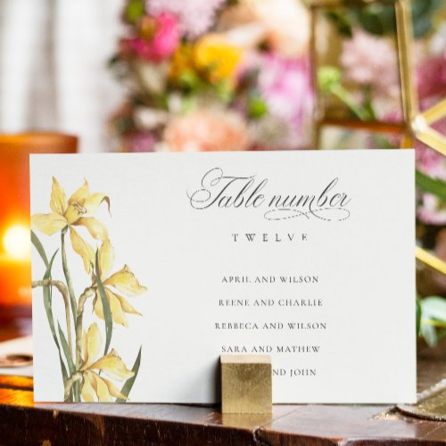 Elegant White Daffodil Wedding Seating Chart Table Number