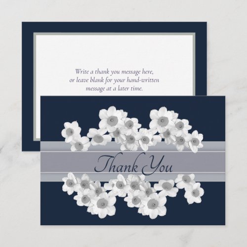 Elegant White Daffodils Modern Botanical Thank You Card