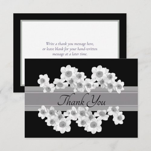 Elegant White Daffodils Modern Botanical Thank You Card