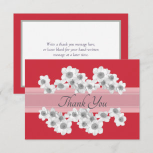 Elegant White Daffodils Modern Botanical Thank You Card