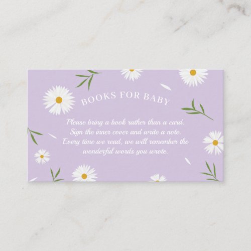 Elegant White Daisies Baby Shower Books For Baby Enclosure Card