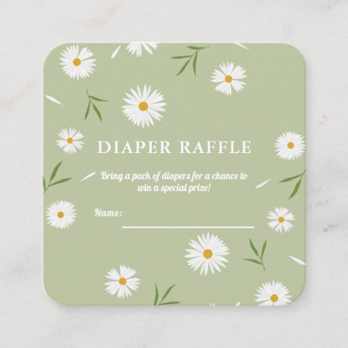 Elegant White Daisies Baby Shower Diaper Raffle Enclosure Card