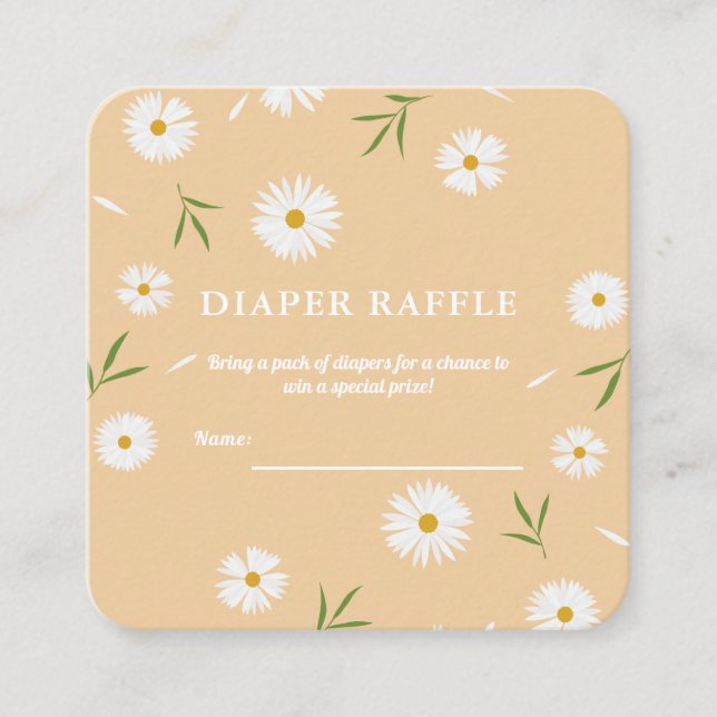Elegant White Daisies Baby Shower Diaper Raffle Enclosure Card (Front)