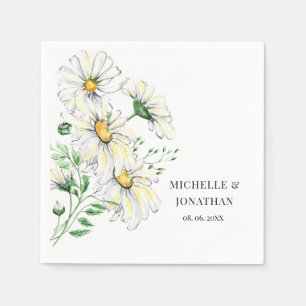 Elegant White Daisies Garden Floral Wedding Napkins