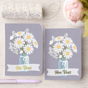 Elegant White Daisies Mason Jar Lavender Wedding Foil Vow Books
