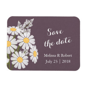 Elegant White Daisies Save the Date Wedding Magnet