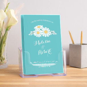 Elegant White Daisies Wedding Program Teal Brochure