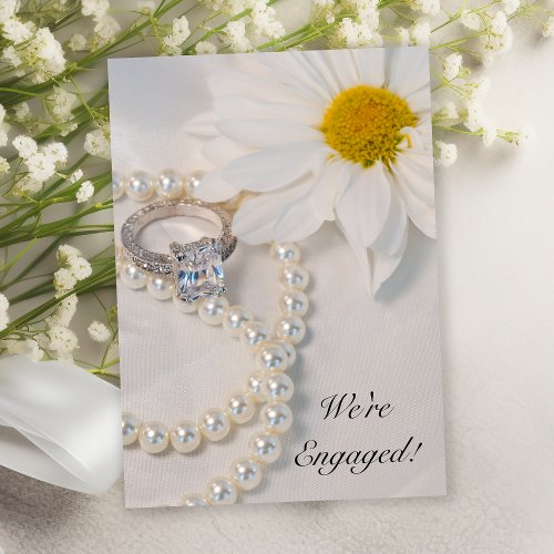 Elegant White Daisy Engagement Party Invitation