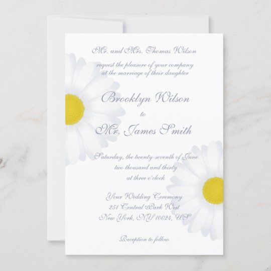 Elegant White Daisy Floral Wedding Invitations | Zazzle.com