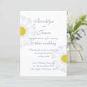 Elegant White Daisy Floral Wedding Invitations (Standing Front)