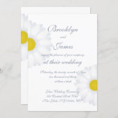 Elegant White Daisy Floral Wedding Invitations (Front/Back)