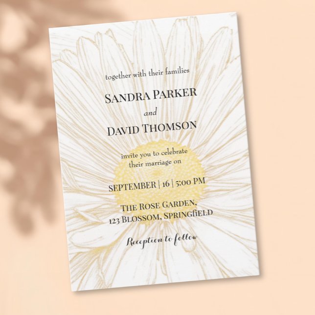 Elegant White Daisy Flower Minimalist wedding Invitation (Creator Uploaded)