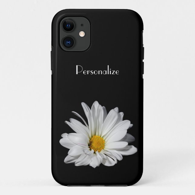 Elegant White Daisy Flower With Name Case-Mate iPhone Case (Back)