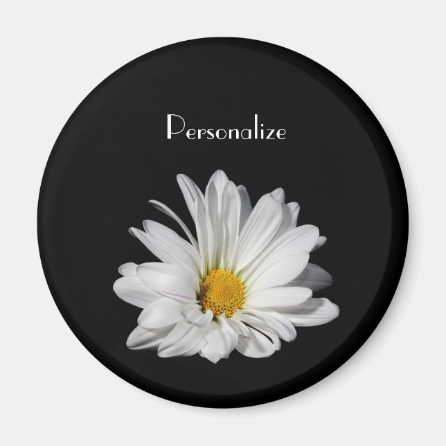 Elegant White Daisy Flower With Name Magnet (Front)
