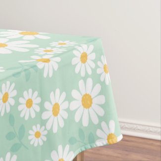 Elegant White Daisy Flowers Pastel Teal Easter