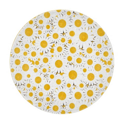 Elegant white daisy pattern cutting board