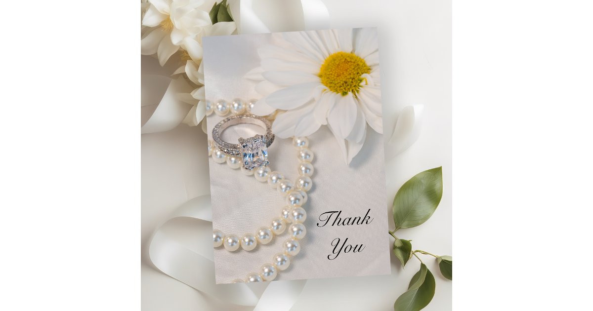 Elegant White Daisy Wedding Flat Thank You Notes | Zazzle