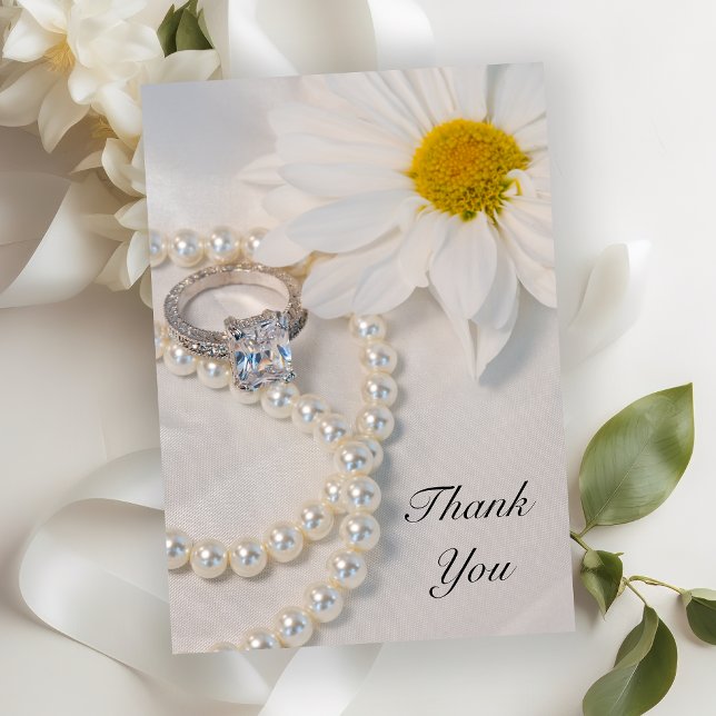 Elegant White Daisy Wedding Flat Thank You Notes (Creator Uploaded)