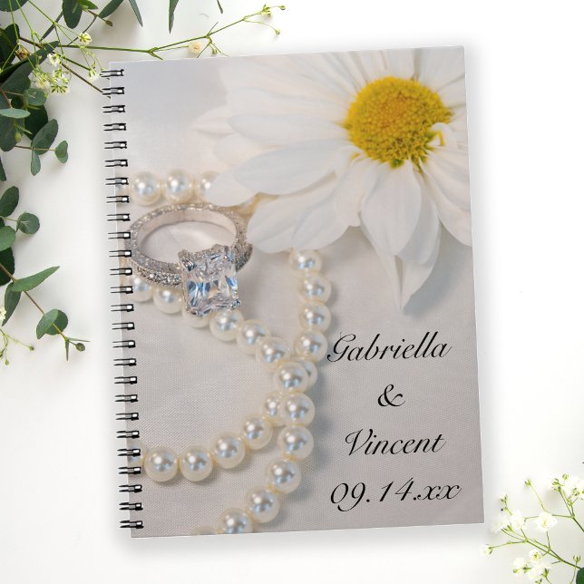 Elegant White Daisy Wedding Notebook (Creator Uploaded)
