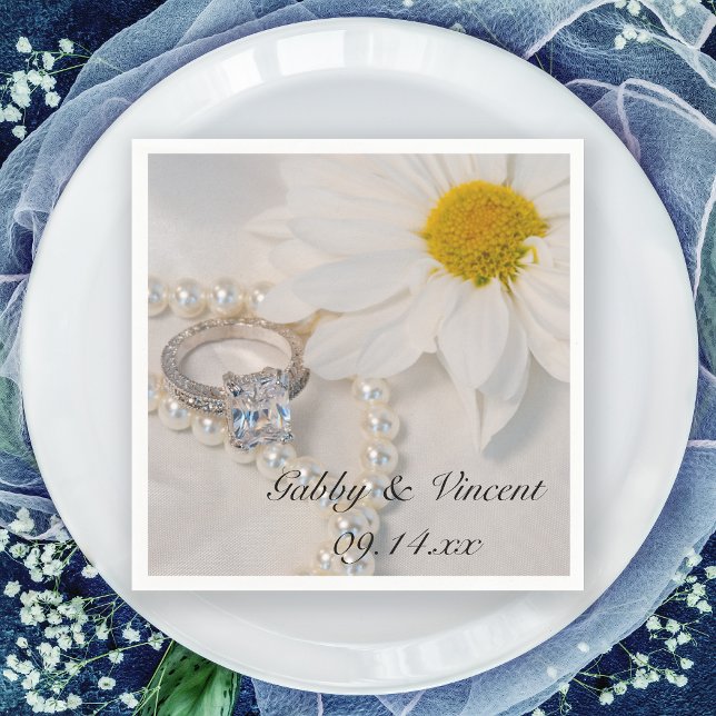 Elegant White Daisy Wedding Paper Napkins (Creator Uploaded)