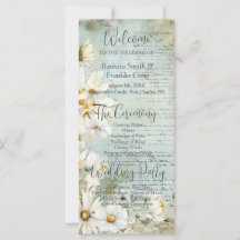 Elegant White Daisy Wedding Program