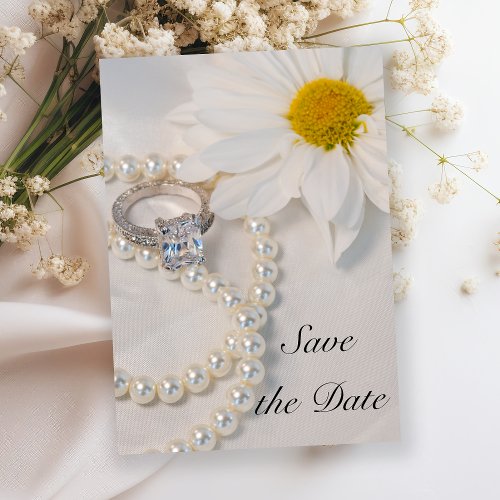 Elegant White Daisy Wedding Save the Date