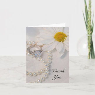 Elegant White Daisy Wedding Thank You Note Card