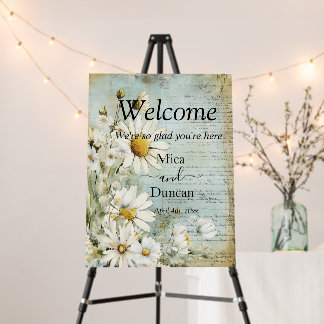 Elegant White Daisy Wedding Welcome Foam Board