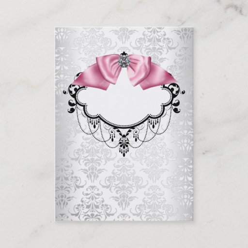 Customizable Elegant White Damask Business Card Template