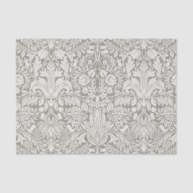 Elegant White Damask Floral Home Decor Tissue Paper (Front)