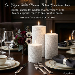 Elegant white damask pattern candle
