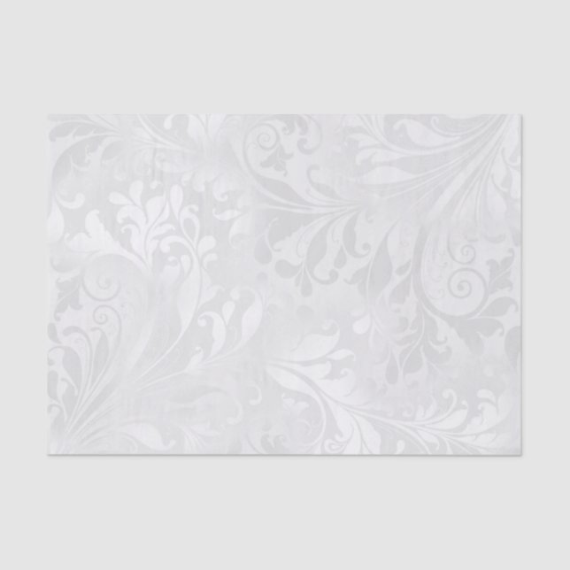 Elegant White Damask Tissue Paper (Front)