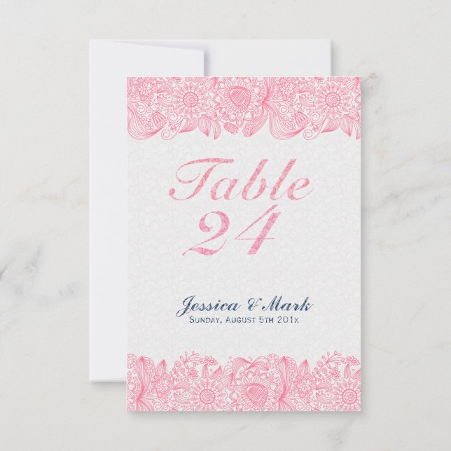 Elegant White Damasks & Pink Floral Paisley Lace Invitation (Back)